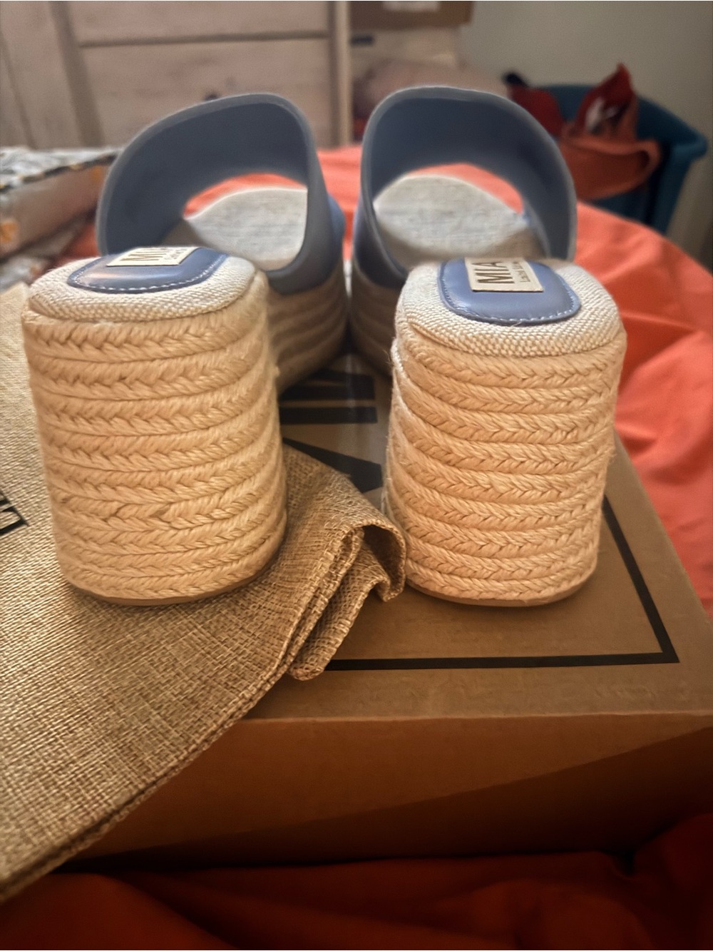 MIA Powder Blue Espadrille Slide Mules - Picture 3 of 6